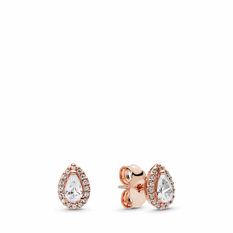 Pandora Rose™ Radiant Teardrops Stud Earrings Ireland - Pandora Rose/Cubic Zirconia - 623791MWF